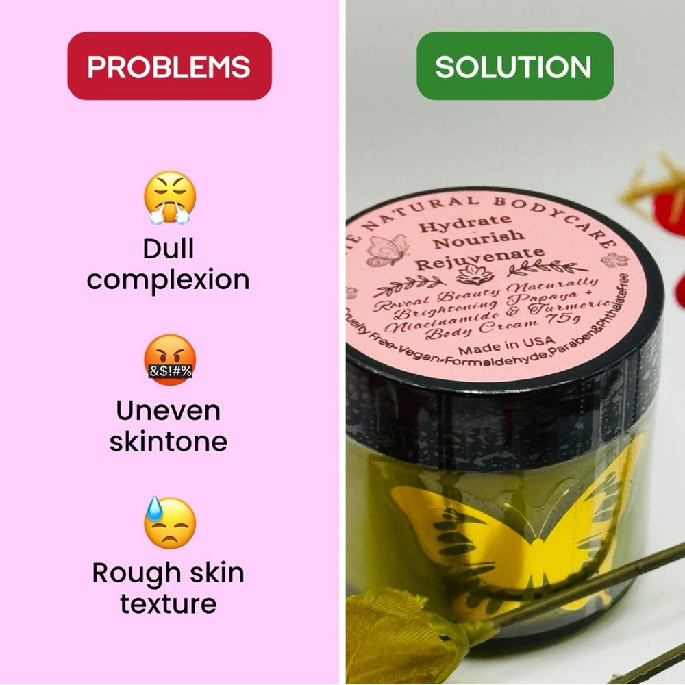 Brightening All Natural PAPAYA + NIACINAMIDE + TURMERIC Body Cream